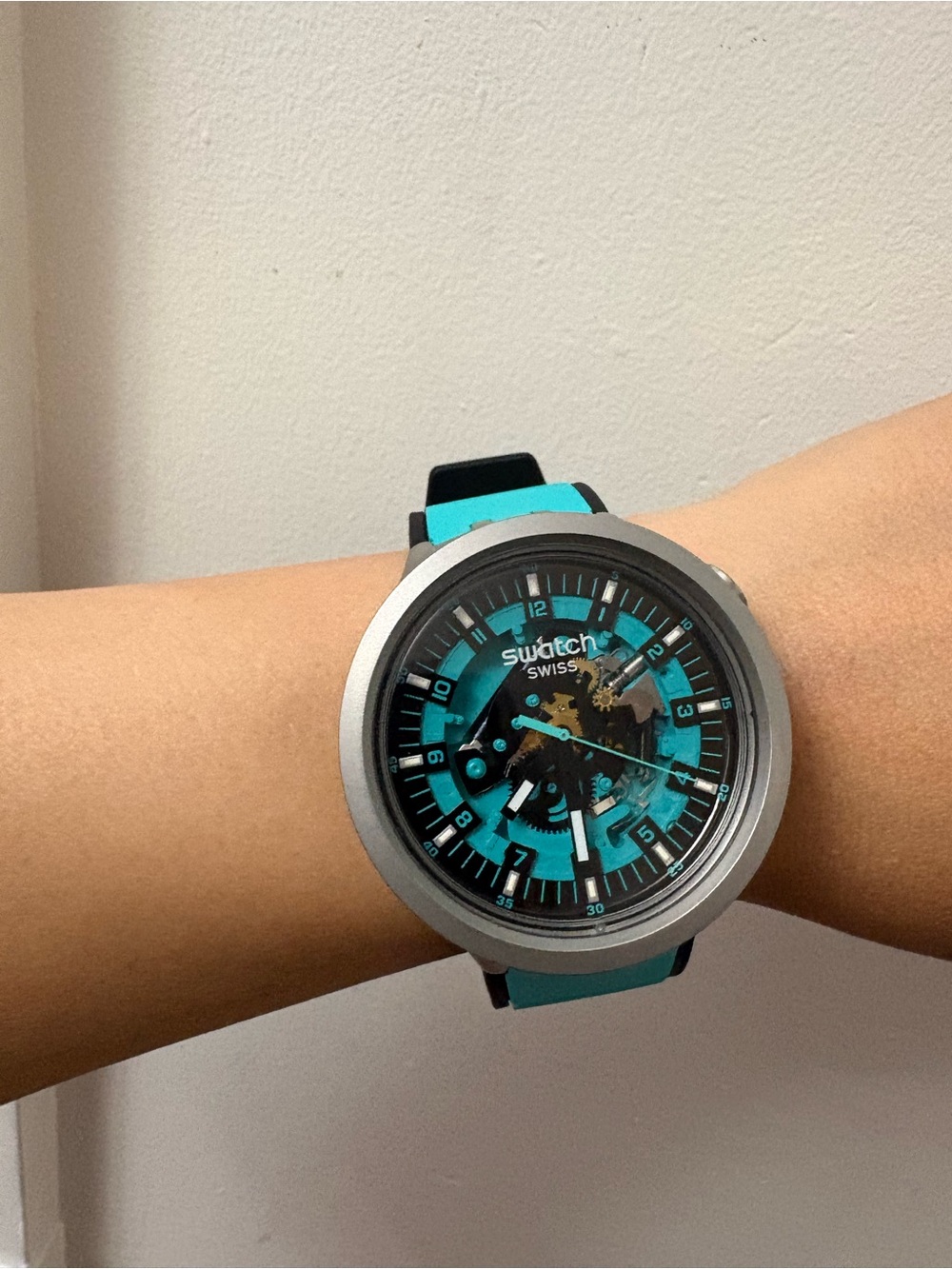New Swatch Swiss Turquoise Black Dial Unisex Watch